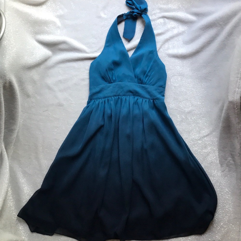 Stunning Teal Ombré colored Express Halter dress